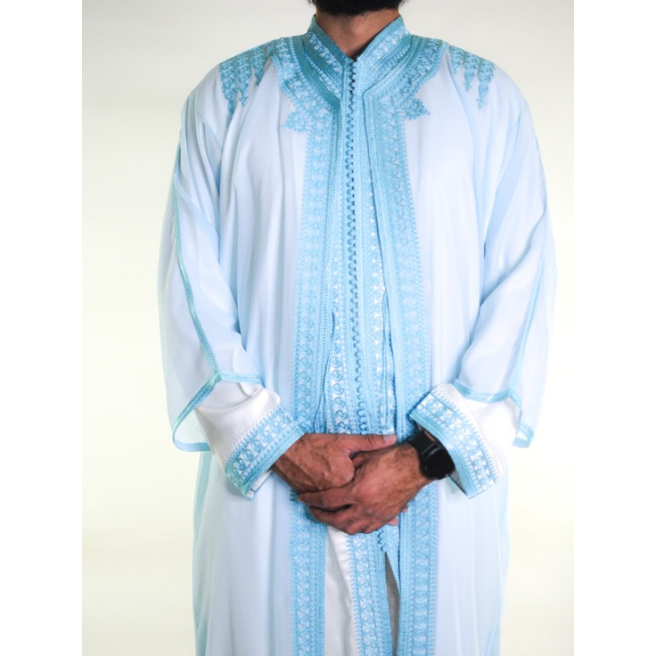 Jabador homme 3 Pièces - Blanc cassé et Bleu cyan