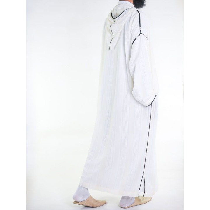 Djellaba marocaine en mousseline - Blanc cassé vert