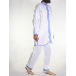 Jabador Herren Zweiteiler - Off-White mit Stickerei Cyan Blue