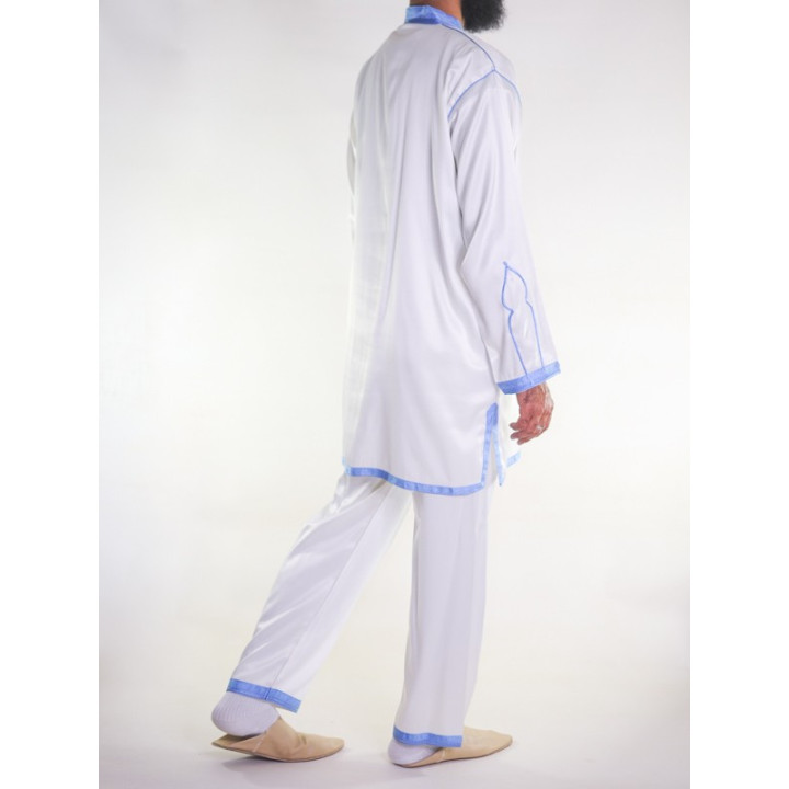 Jabador homme 2 Pièces - Blanc cassé avec broderie Bleu cyan