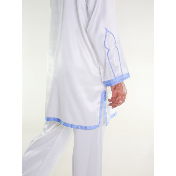 Jabador homme 2 Pièces - Blanc cassé avec broderie Bleu cyan