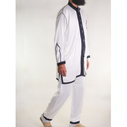 Jabador homme 2 Pièces - Blanc cassé avec broderie Bleu Marine