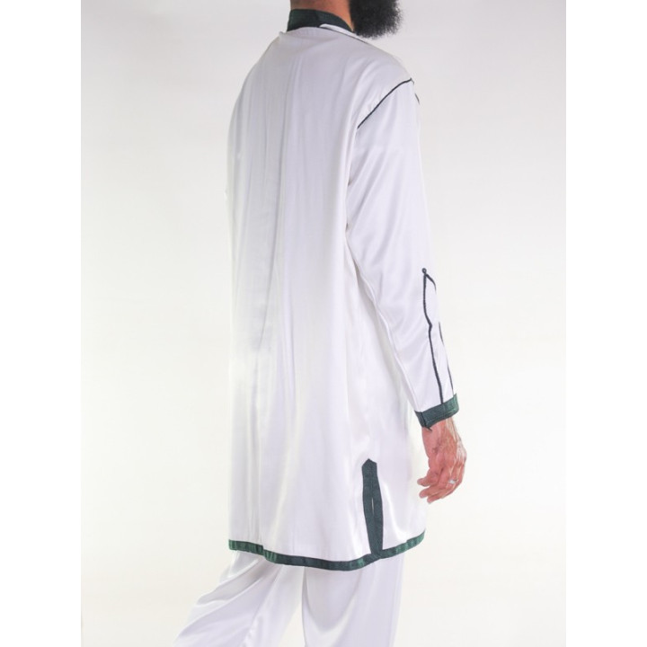Jabador Mann 2 Teile - Off-White mit Stickerei Grün