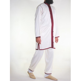 Jabador Mann 2 Teile - Off-White mit Granat-Stickerei