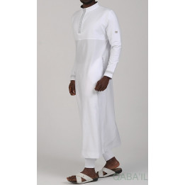Qamis Long Eminence - Weiß mit Silberstickerei - Qabail