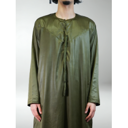 Qamis Emirati Kaki - Satiné Precious