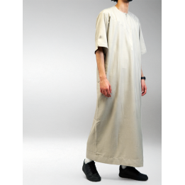 Qamis emirati coton manches courtes beige