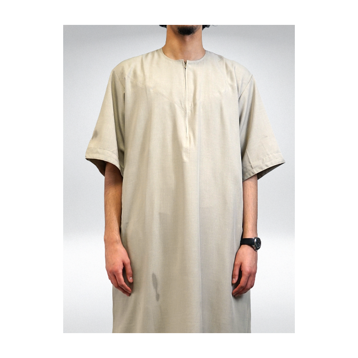 Qamis emirati coton manches courtes beige