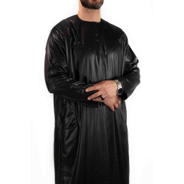 Qamis Emirati Schwarz - Satin Precious