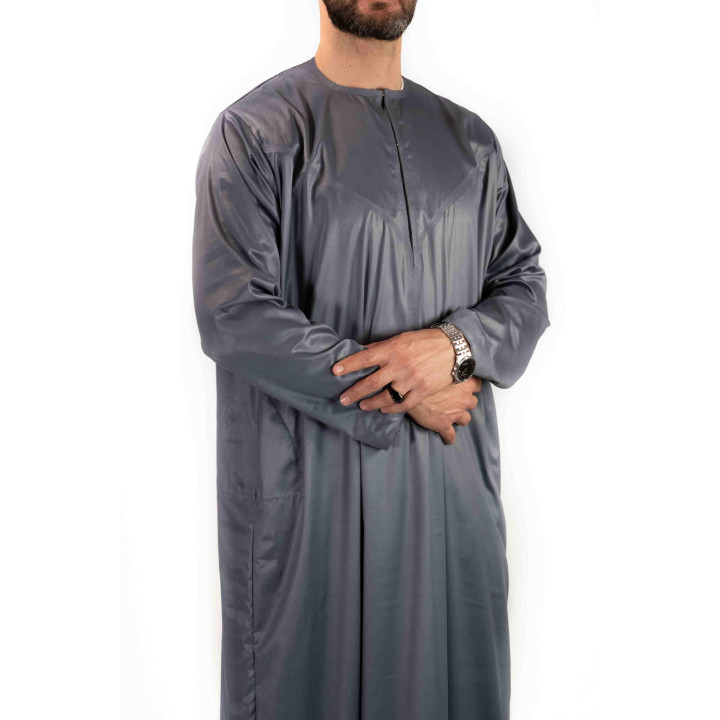Qamis Emirati Gris Foncé - Satiné Precious
