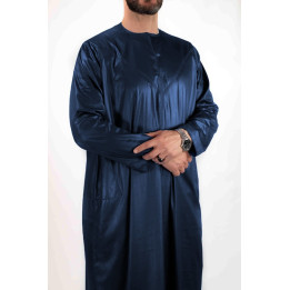 Qamis Emirati Bleu Marine - Satiné Precious