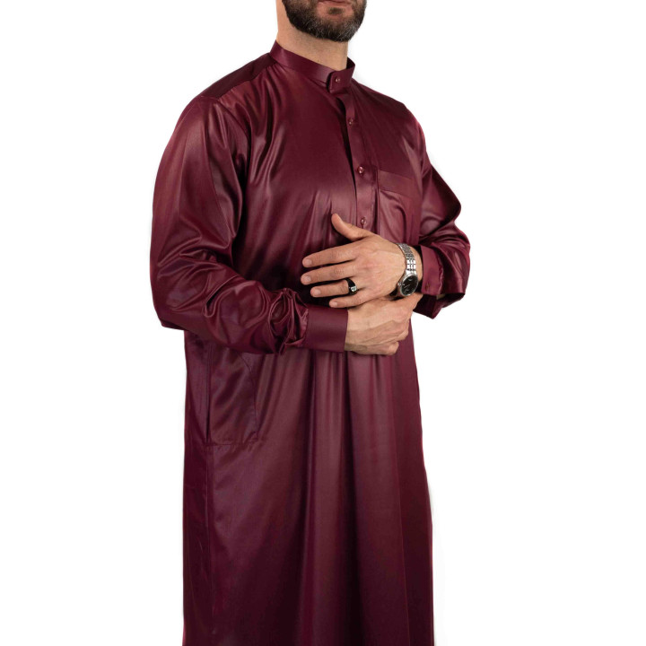 Saudi Qamis Bordeaux - Satiniert Precious