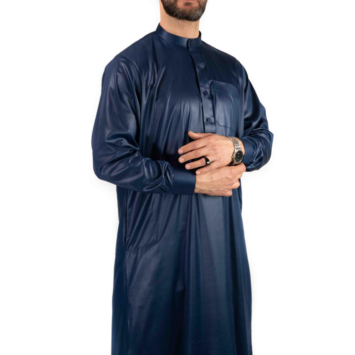 Qamis Saoudien Bleu Marine - Satiné Precious