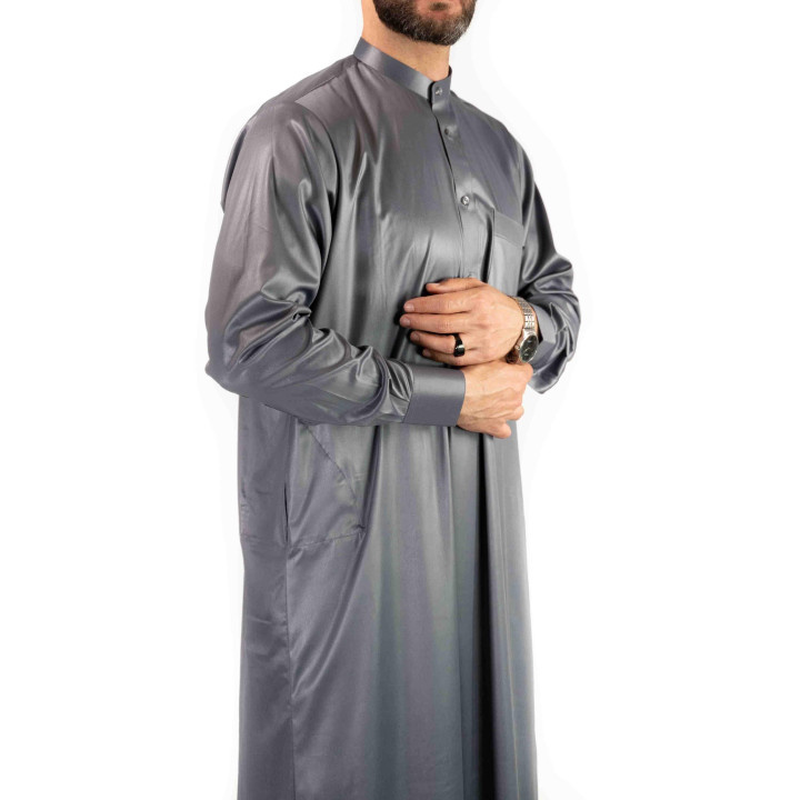 Qamis Saoudien Gris Foncé - Satiné Precious