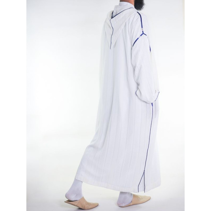 Marokkanische Djellaba aus Chiffon - Off-White Marine