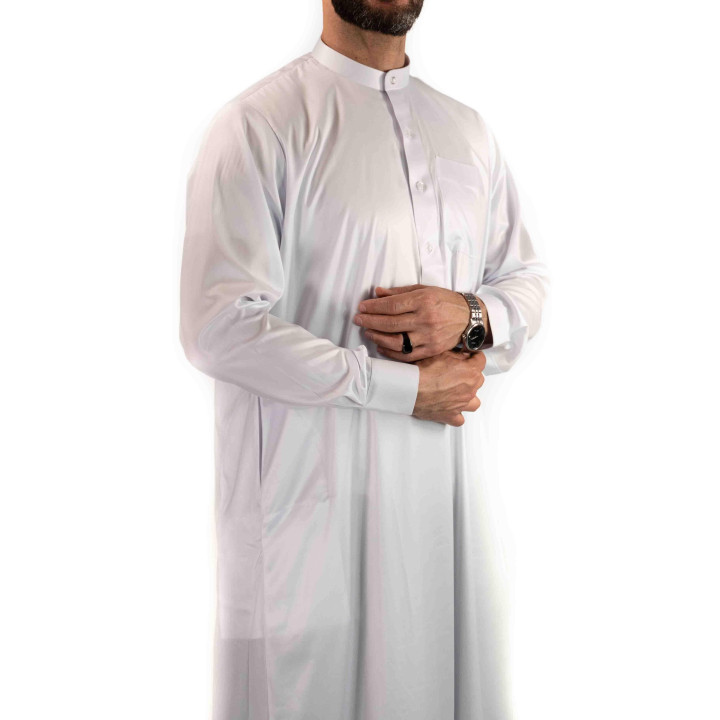 Qamis Saoudien Blanc - Satiné Precious
