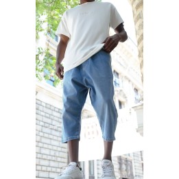 Bermuda-Sarouel Stretch-Jeans 5211 Rohblau - Qabail