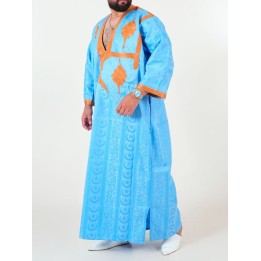 Melhfa - Sahraouia-Tracht - hellblau golden