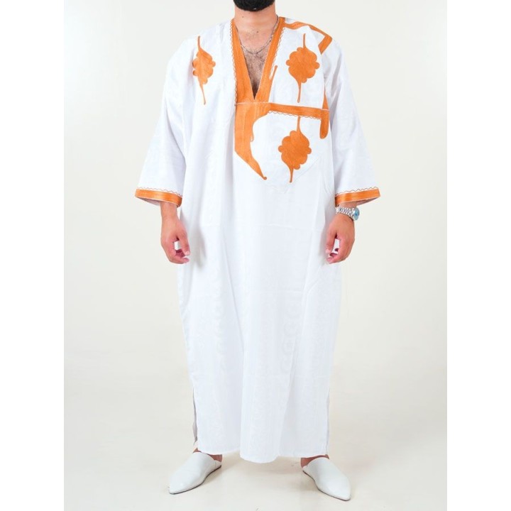 Melhfa - Sahraouia-Tracht - gold-weiß
