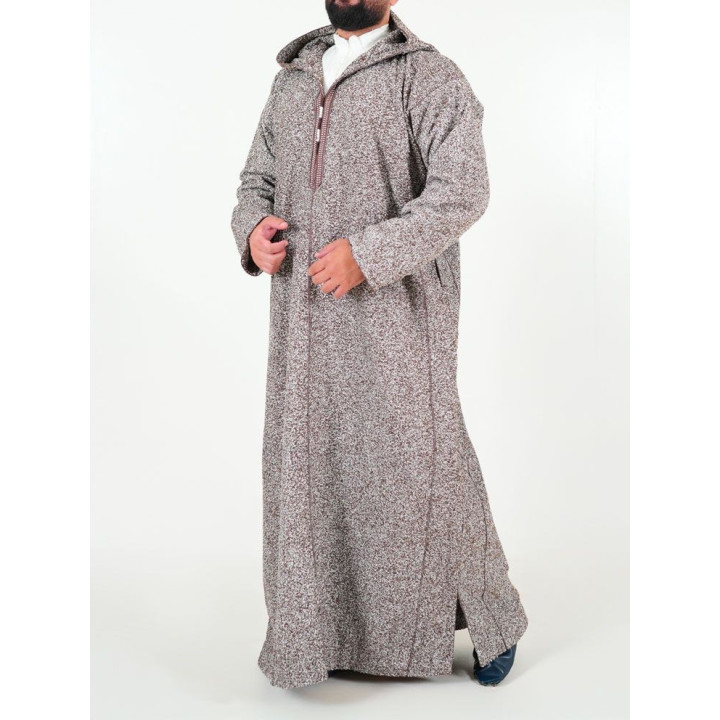 Marokkanische Djellaba Ouazzania Winter - Braun uni