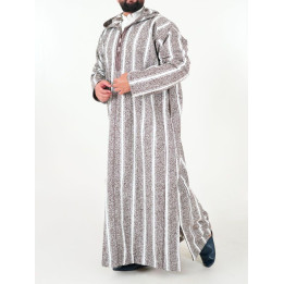 Djellaba marocaine Ouazzania hiver - Marron rayé
