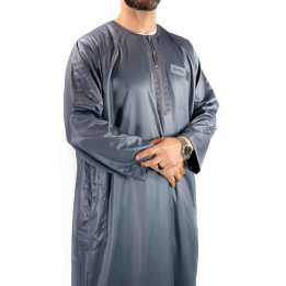 Qamis Atlas Dunkelgrau - Langarm