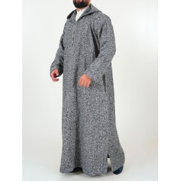 Marokkanische Djellaba Ouazzania Winter - Dunkelgrau uni