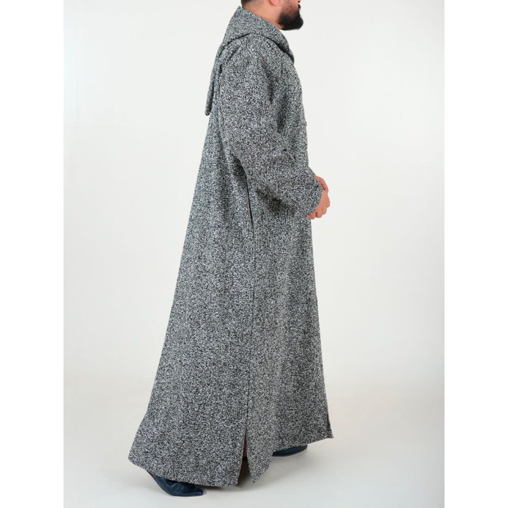 Djellaba marocaine Ouazzania hiver - Gris foncé uni