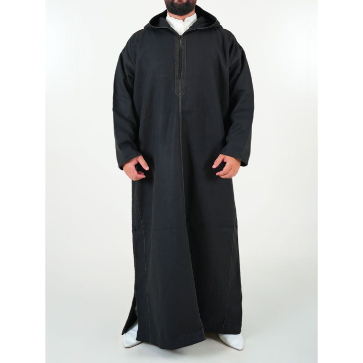Marokkanische Djellaba aus Kaschmir - Schwarz