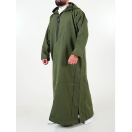 Djellaba marocaine Cachemire - vert kaki