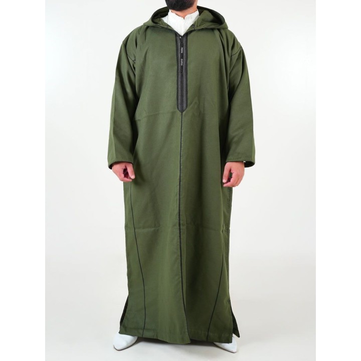 Djellaba marocaine Cachemire - vert kaki