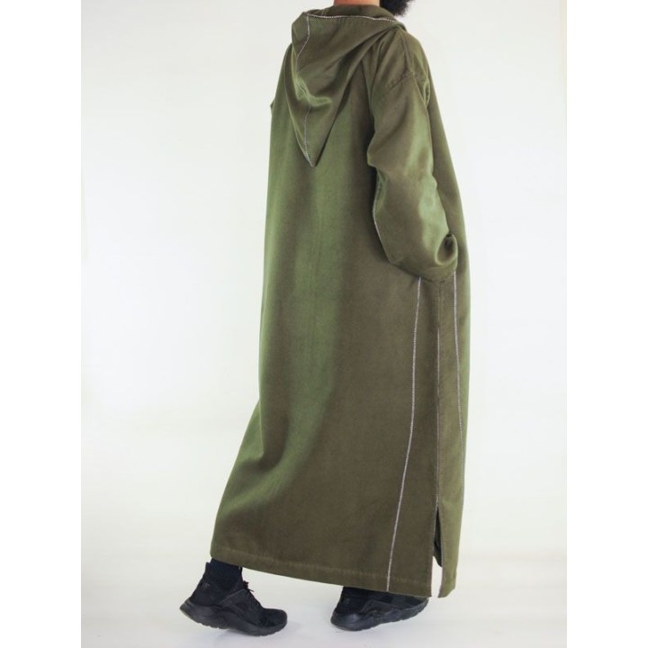 Djellaba marocaine Cachemire - vert kaki