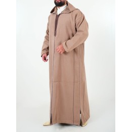 Marokkanische Djellaba aus Kaschmir - hellbeige