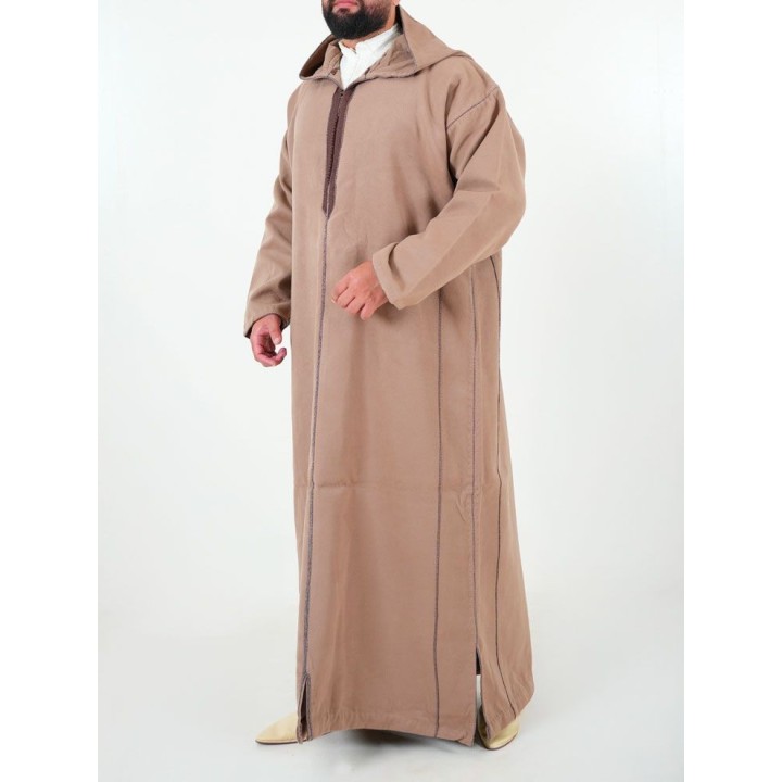 Marokkanische Djellaba aus Kaschmir - hellbeige