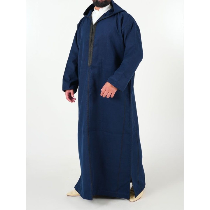 Djellaba marocaine Cachemire - bleu nuit
