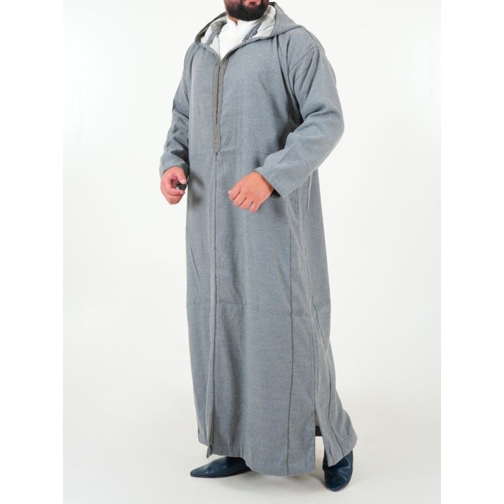 Djellaba marocaine Mlifa - gris chiné clair