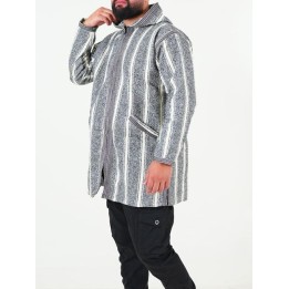 Manteau berbère en laine - gris blanc