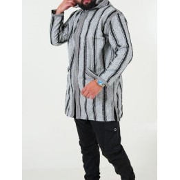 Manteau berbère en laine - gris noir