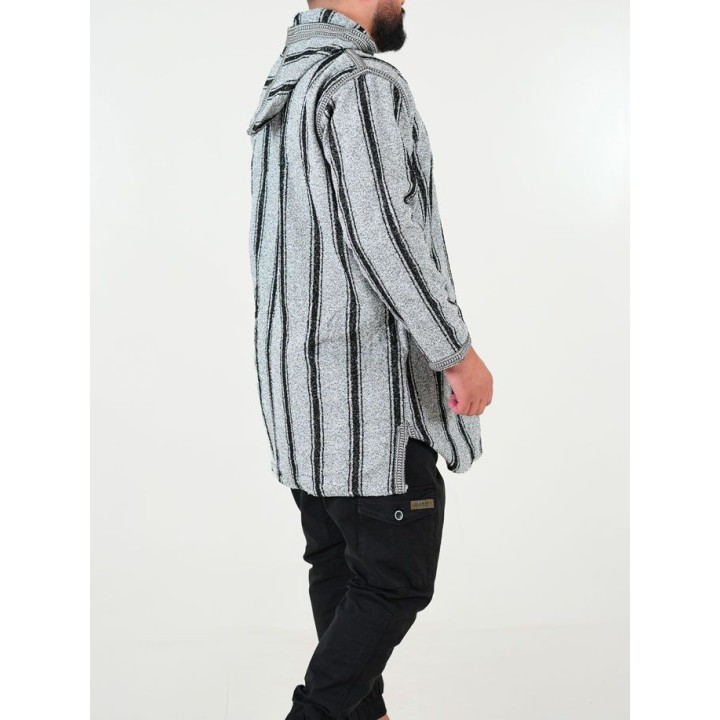 Manteau berbère en laine - gris noir