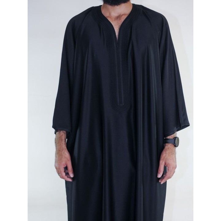 Gandoura marocaine Amir - Noir