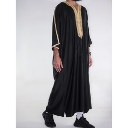 Gandoura marocaine Amir - noir/doré