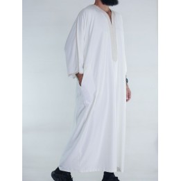 Gandoura marocaine Amir - blanc cassé