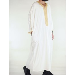 Marokkanische Gandoura Amir - off white / gold
