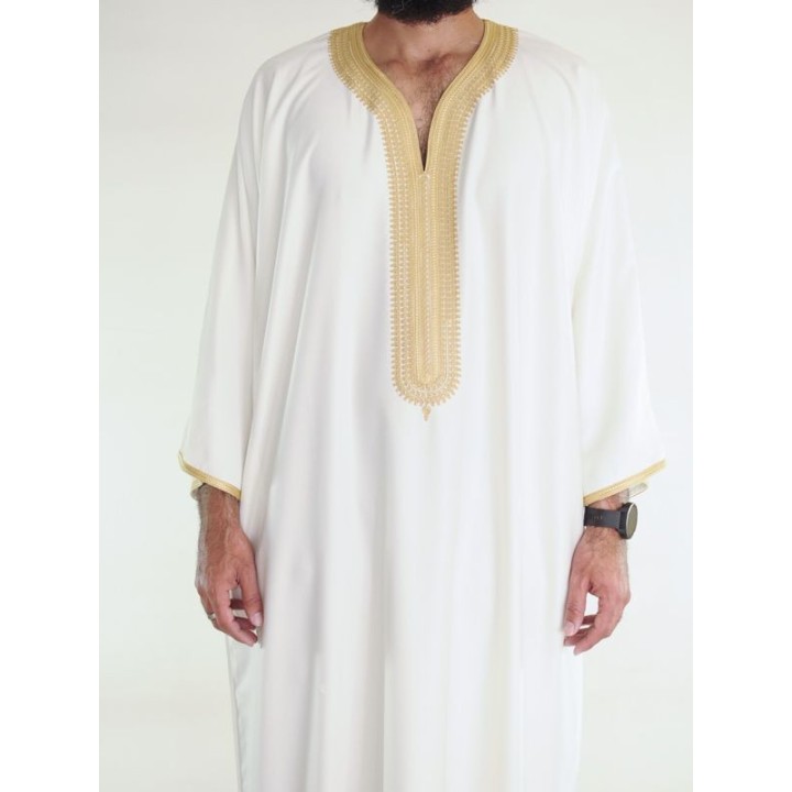 Marokkanische Gandoura Amir - off white / gold
