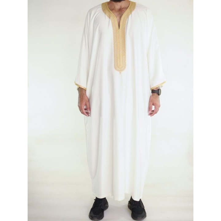 Marokkanische Gandoura Amir - off white / gold