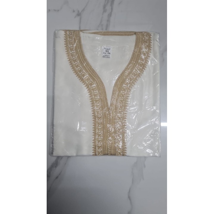 Marokkanische Gandoura Amir - off white / gold