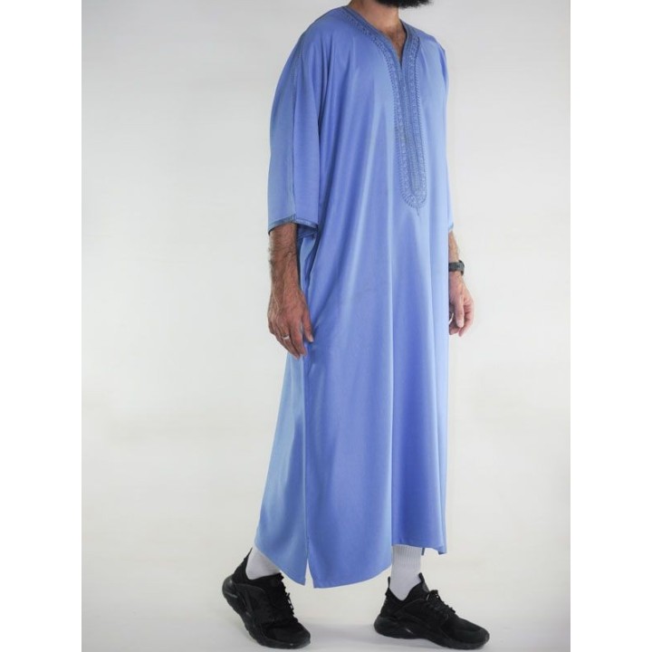 Gandoura marocaine Amir - bleu jean