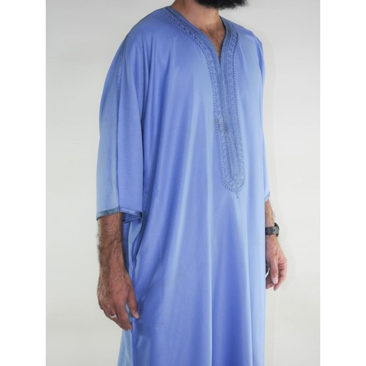 Gandoura marocaine Amir - bleu jean