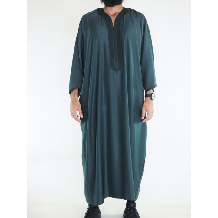 Marokkanische Gandoura Amir - tannengrün