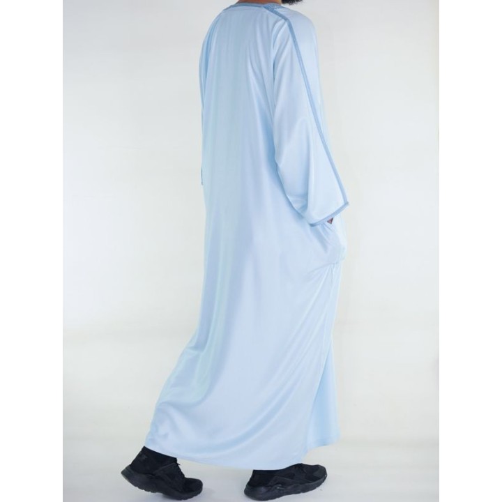 Marokkanische Gandoura Amir - cyanblau